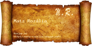 Matz Rozália névjegykártya